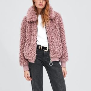 Zara Teddy Bomber Jacket Med